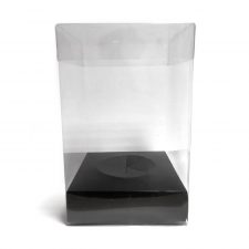 Caja de pvc transparente con base en color negro