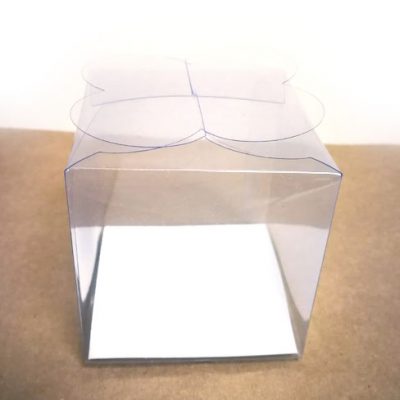 Caja transparente con cierre de mariposa