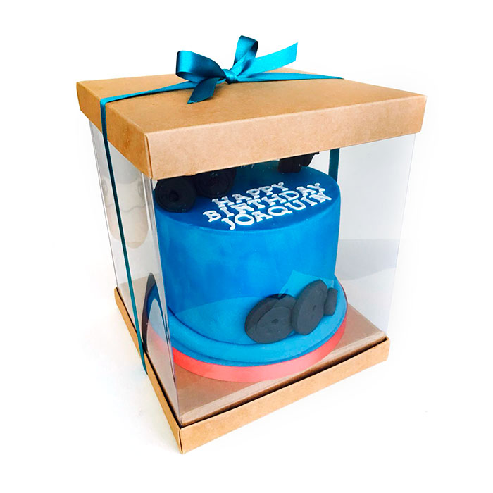 Caixa de pvc transparent per pastís amb tapa i base de cartró